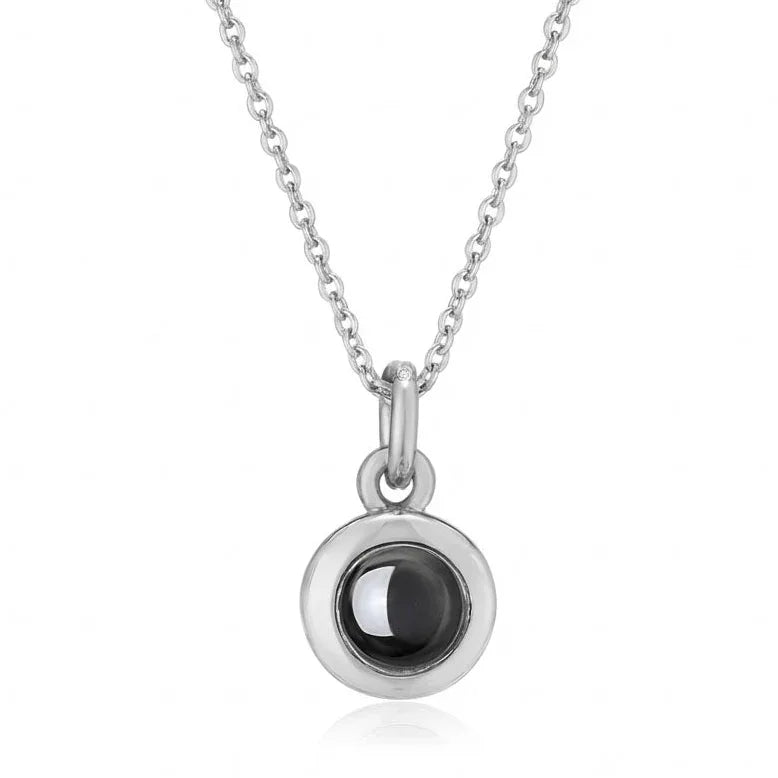 PhilU - Personalised Classic Circle Photo Projection Necklace - Premium E-Coating Cooper / Silver