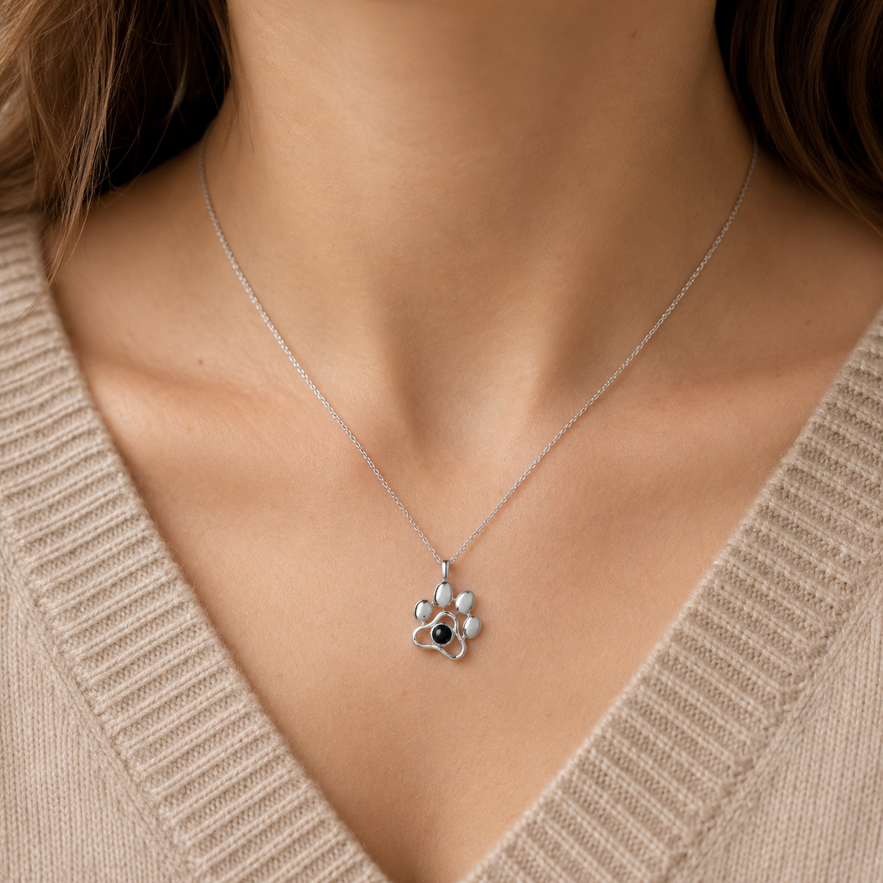 Personalised Pet Photo Projection Necklace – Custom Paw Keepsake