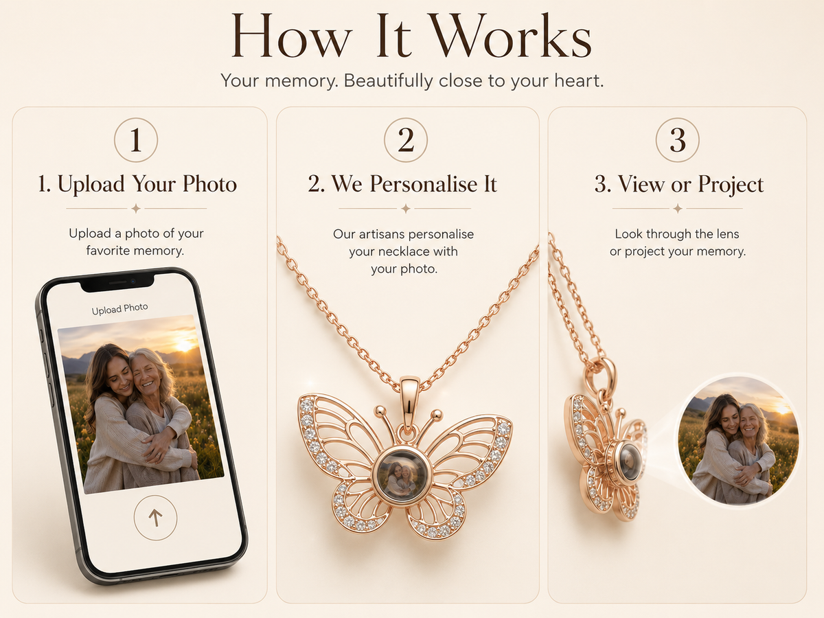 Personalised Lumina Butterfly Photo Projection Necklace