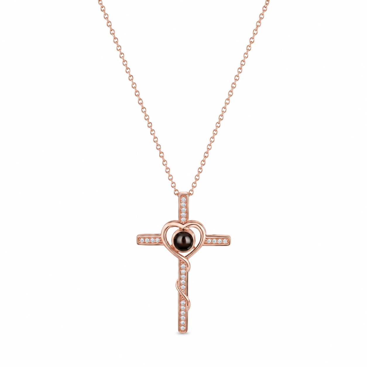 Personalised Divine Love Cross Photo Projection Necklace