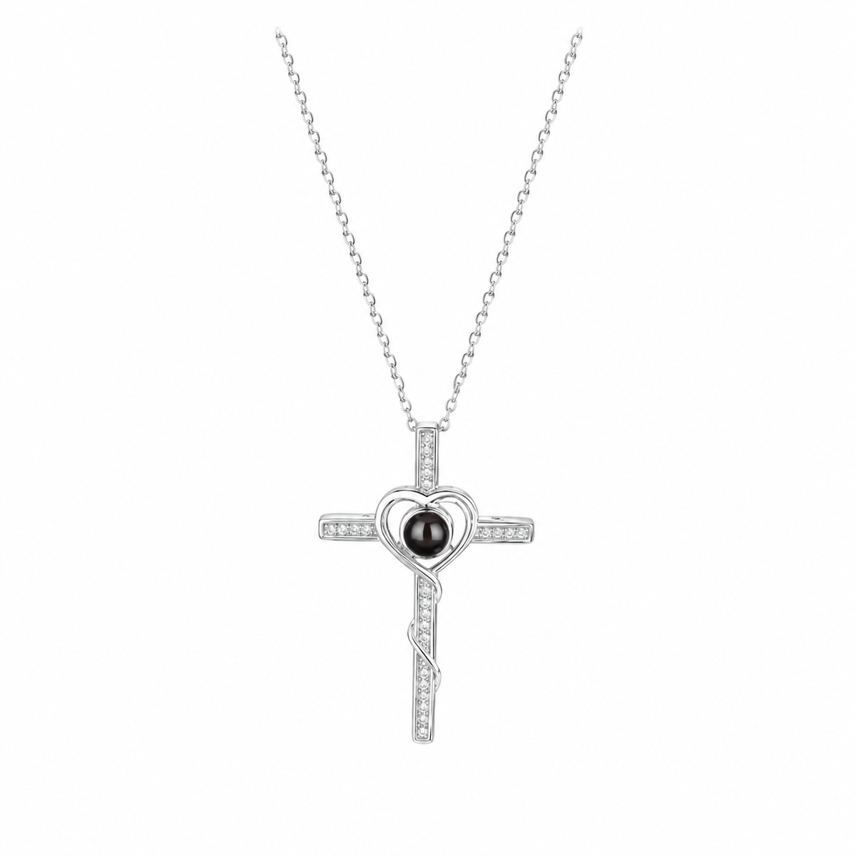 Personalised Divine Love Cross Photo Projection Necklace