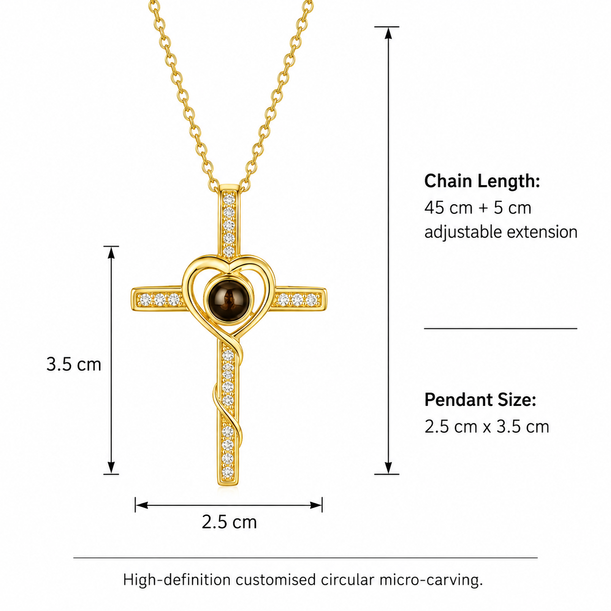 Personalised Divine Love Cross Photo Projection Necklace