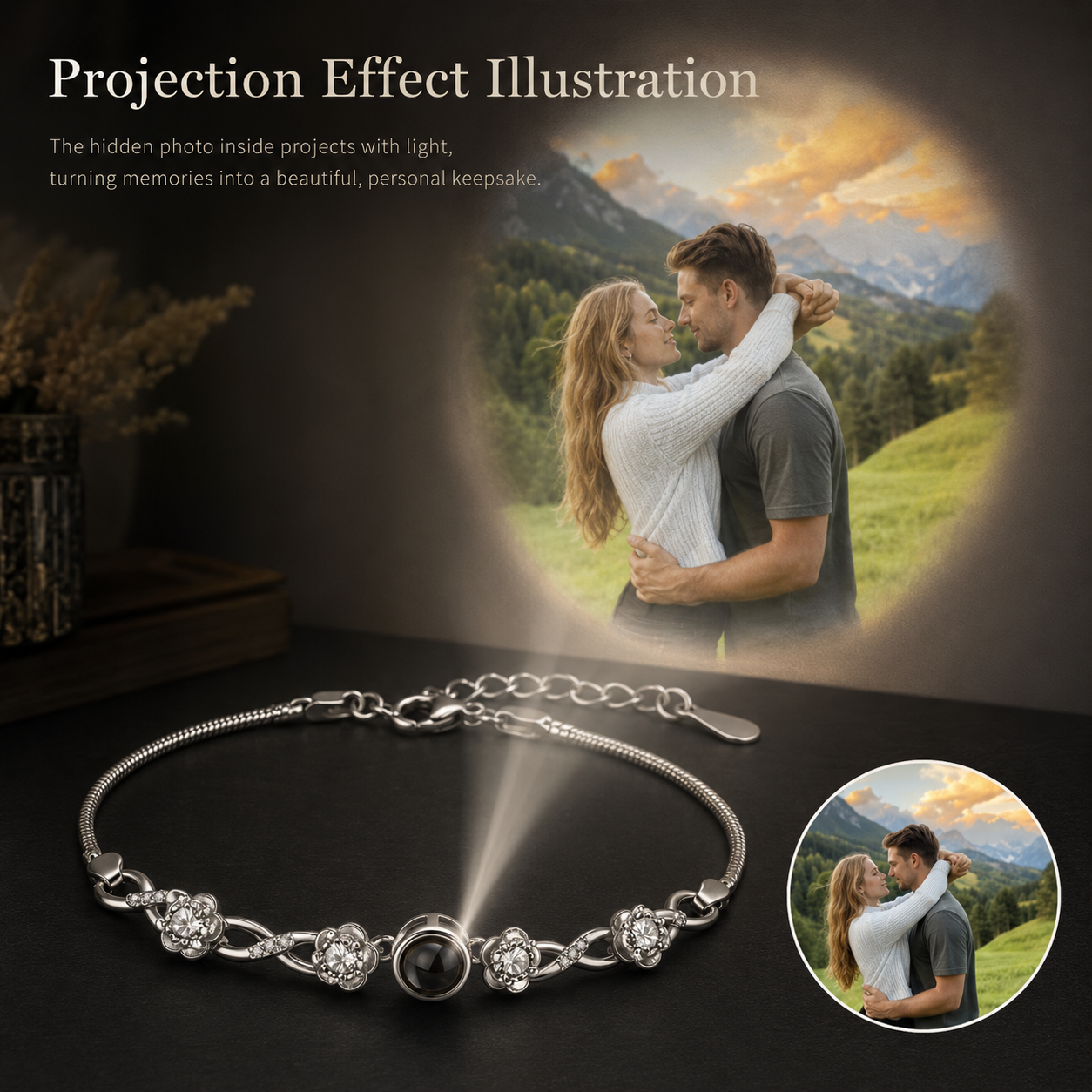 Personalised Blooming Memory Photo Projection Bracelet