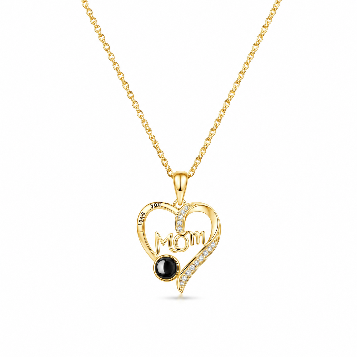 Personalised Mum Photo Projection Necklace – Custom “MOM” Heart Gift