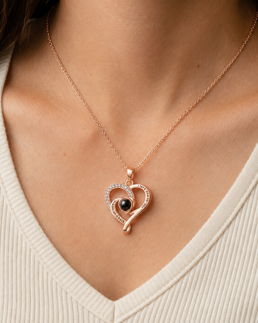 Personalised Infinity Love Knot Photo Projection Necklace