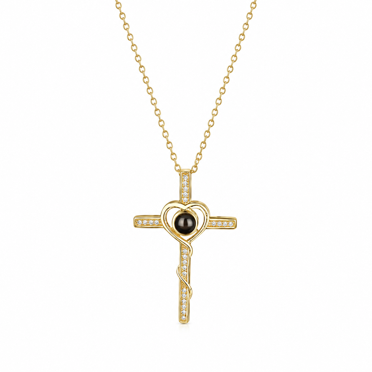 Personalised Divine Love Cross Photo Projection Necklace