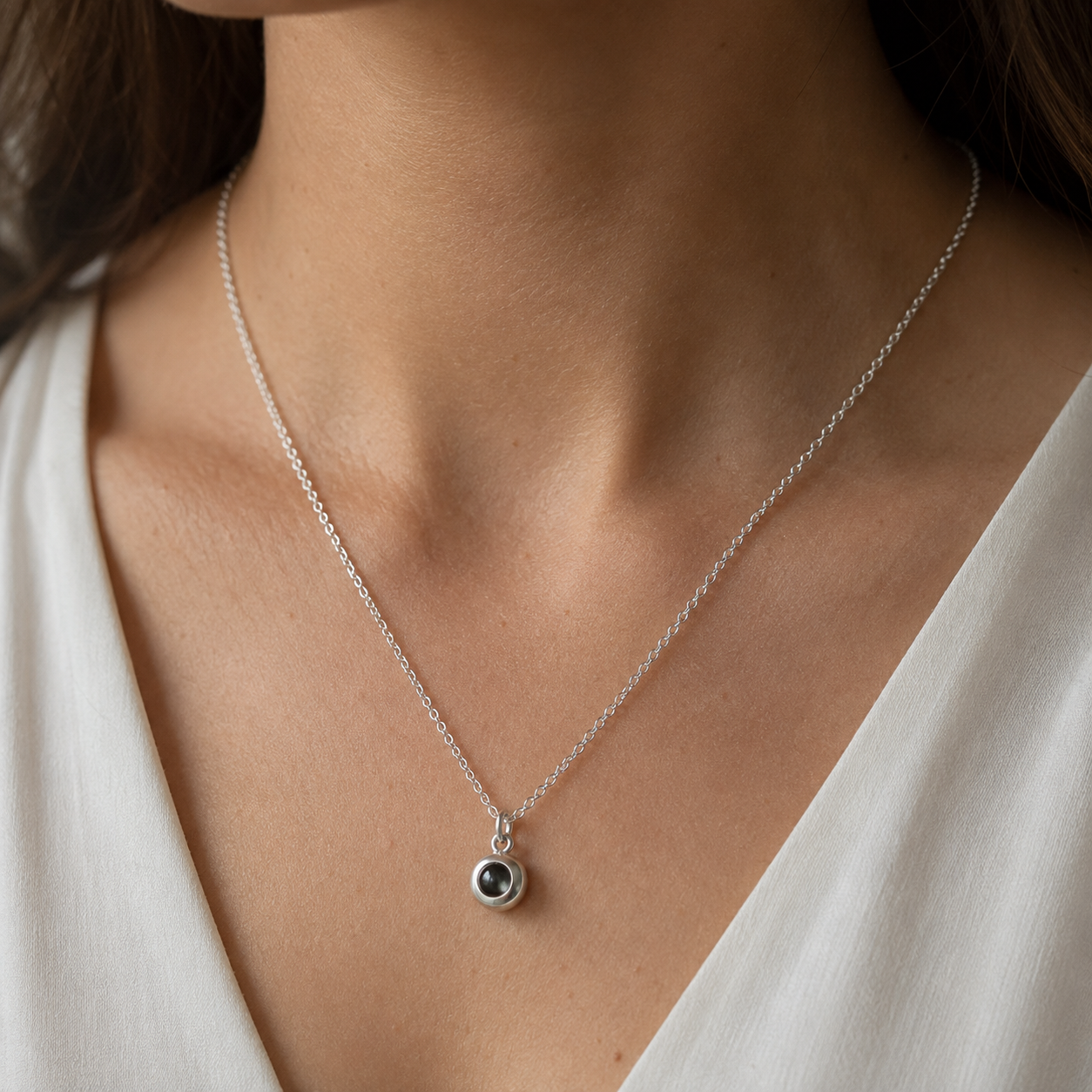 Personalised Classic Circle Photo Projection Necklace