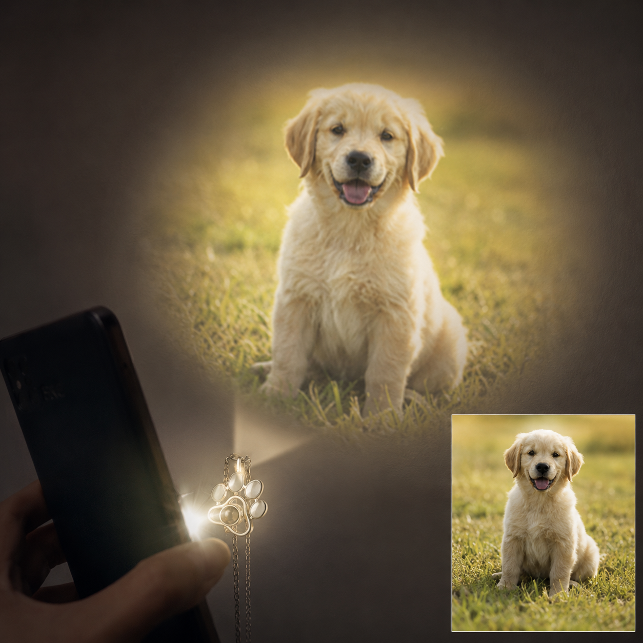 Personalised Pet Photo Projection Necklace – Custom Paw Keepsake