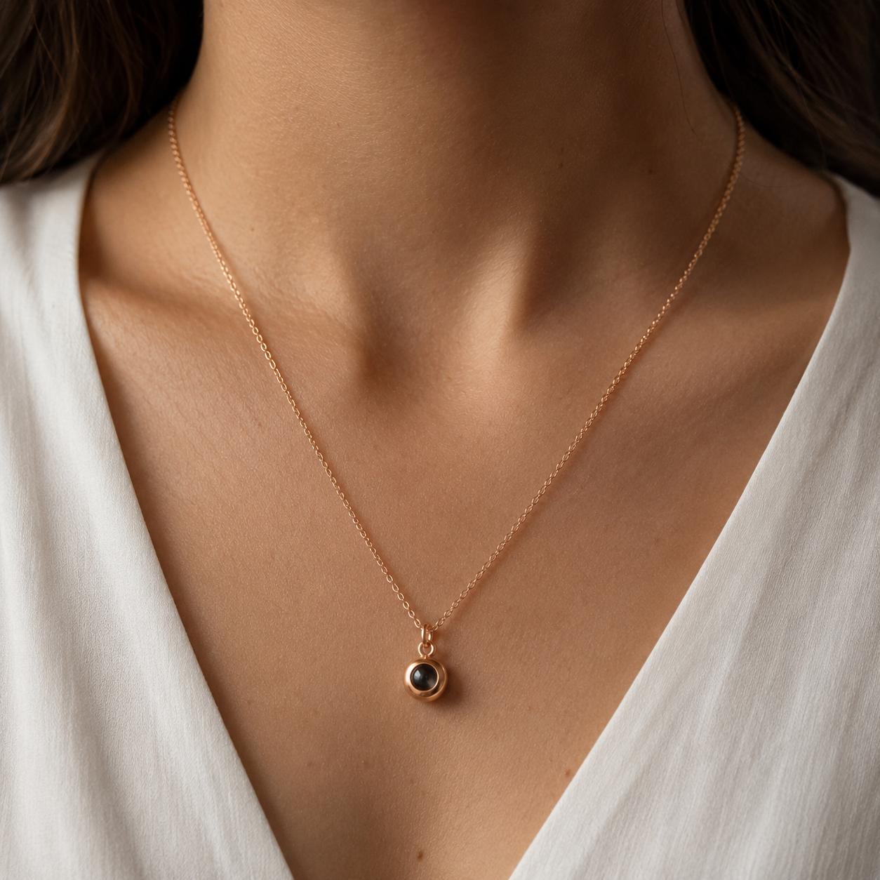 Personalised Classic Circle Photo Projection Necklace