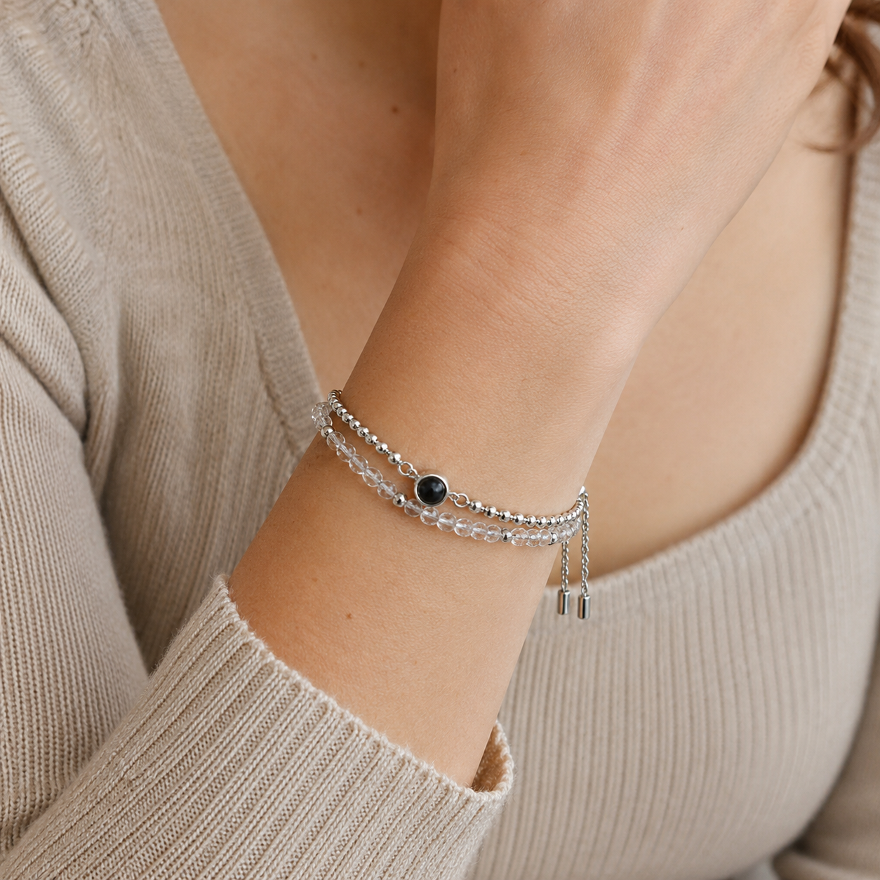 Personalised Dual-Layered Gemstone photo projection bracelet