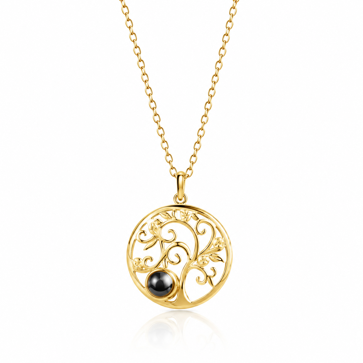Personalised Tree of Life Photo Projection Necklace – Custom Family Gift
