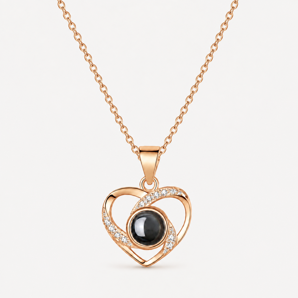 Personalised Sparkling Halo Heart Photo Projection Necklace