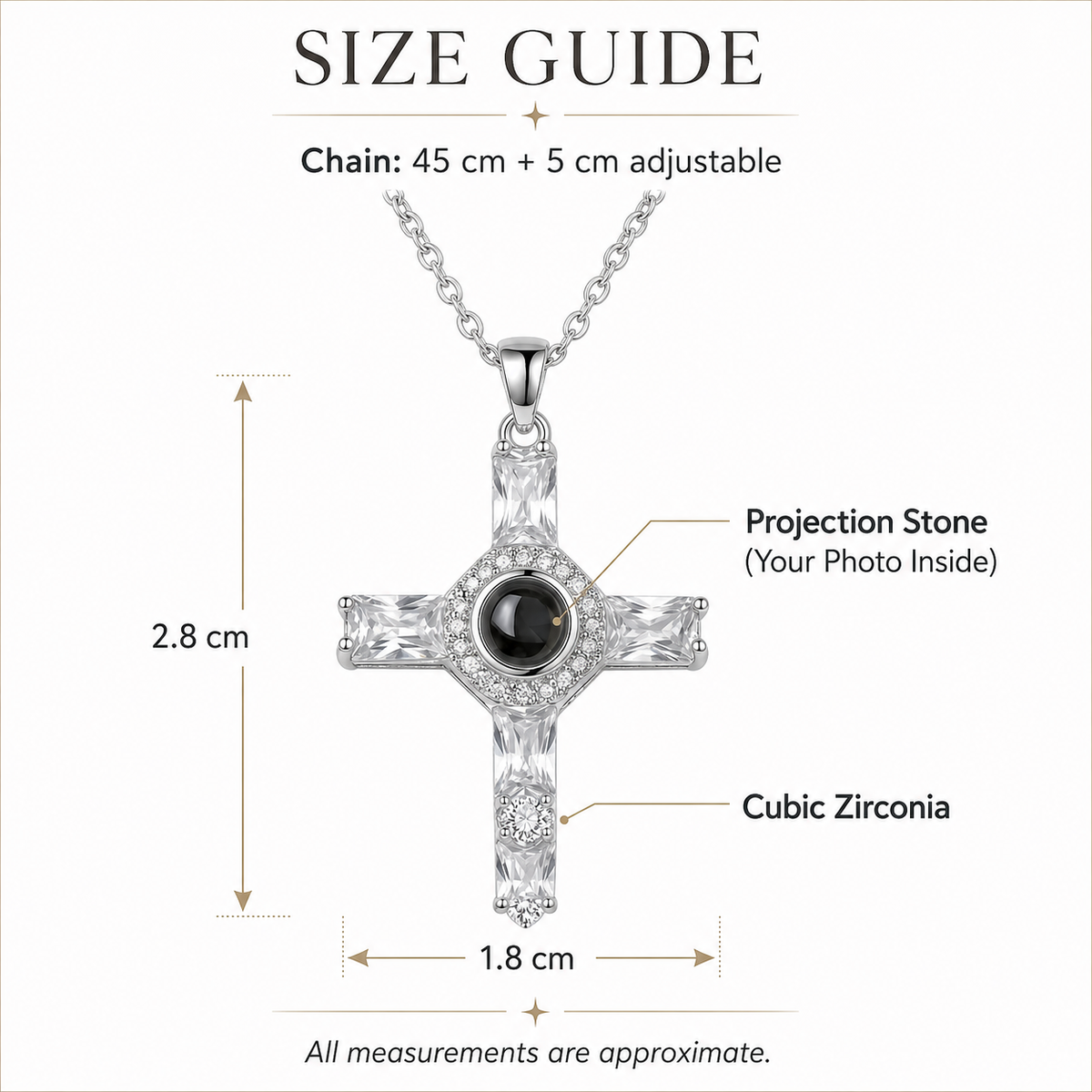Personalised Classic Holy Cross Photo Projection Necklace