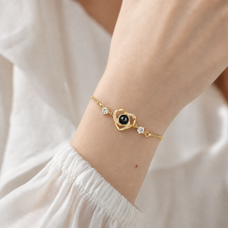 Personalised Photo Projection Heart Bracelet – Custom Picture Gift