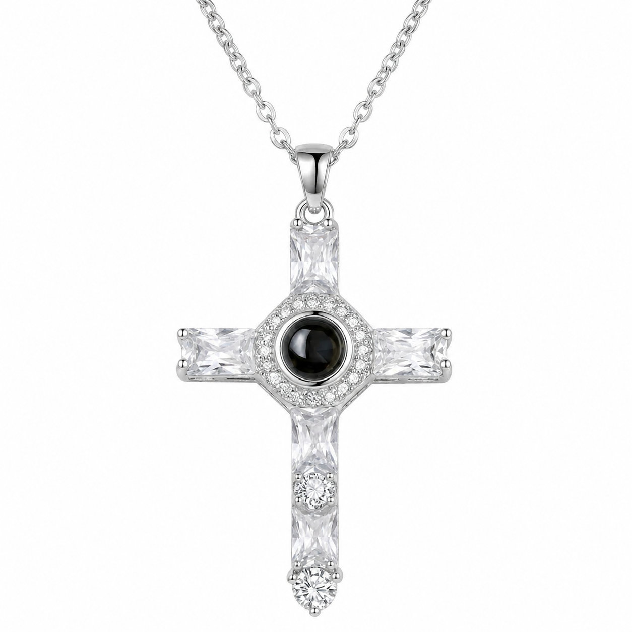 Personalised Classic Holy Cross Photo Projection Necklace