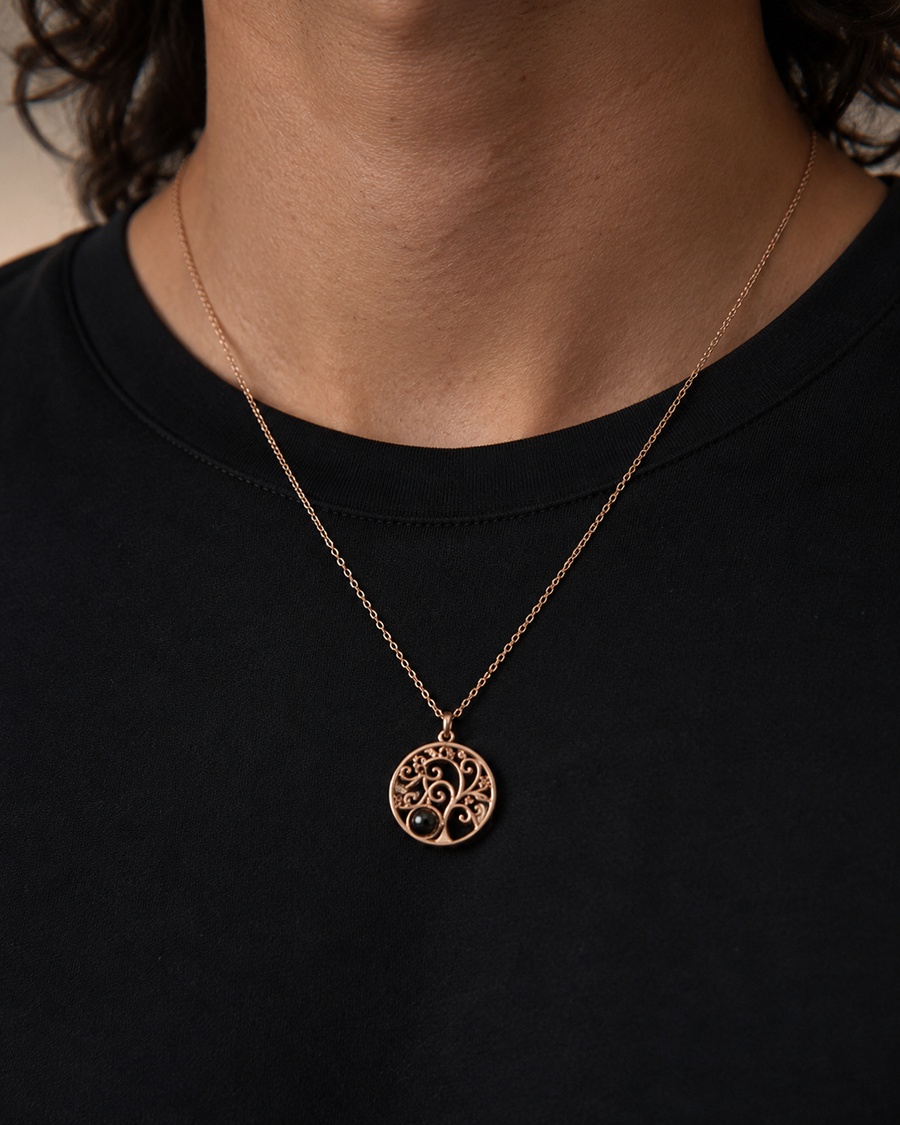 Personalised Tree of Life Photo Projection Necklace – Custom Family Gift