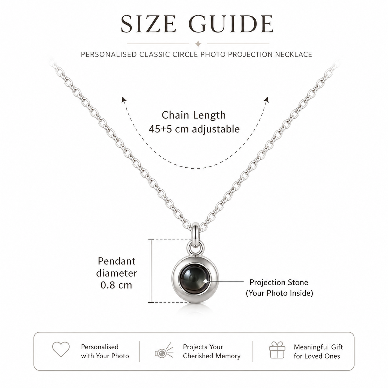 Personalised Classic Circle Photo Projection Necklace