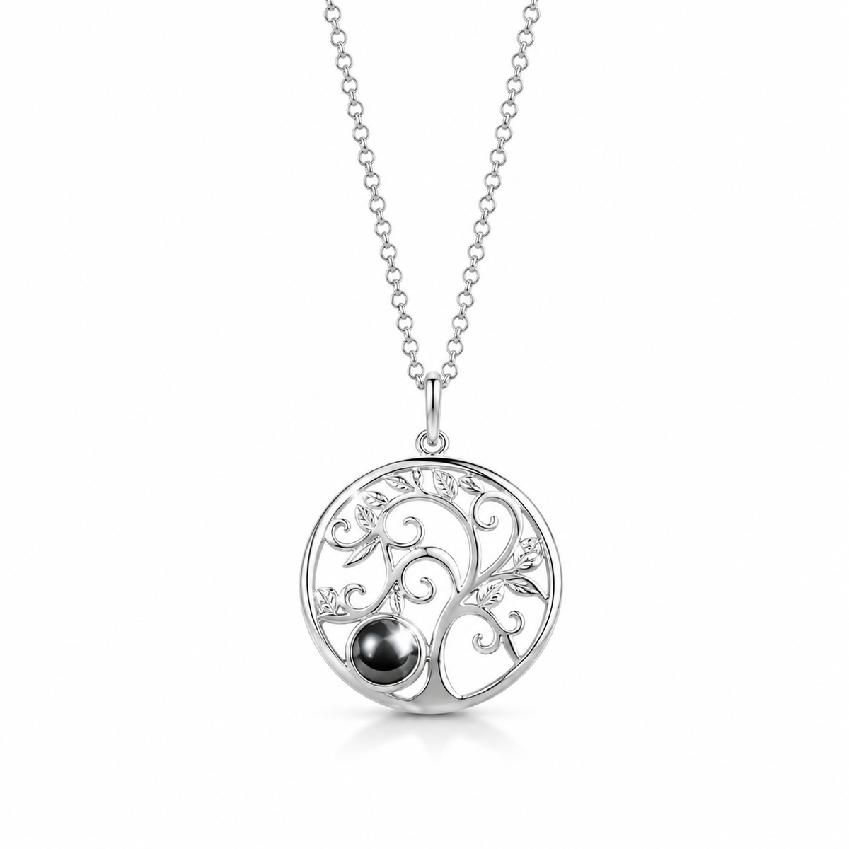 Personalised Tree of Life Photo Projection Necklace – Custom Family Gift