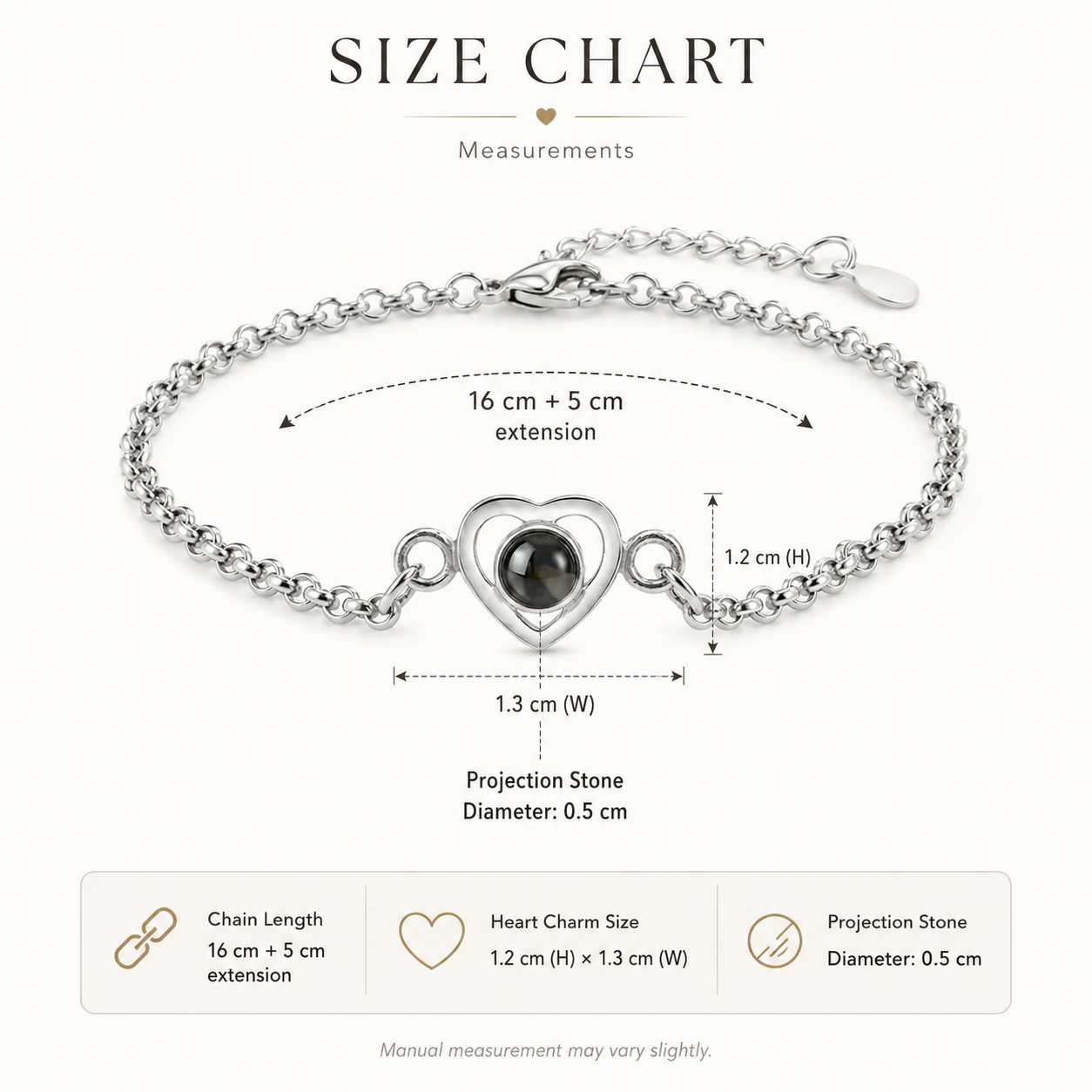 Personalised Classic Heart Photo Projection Bracelet