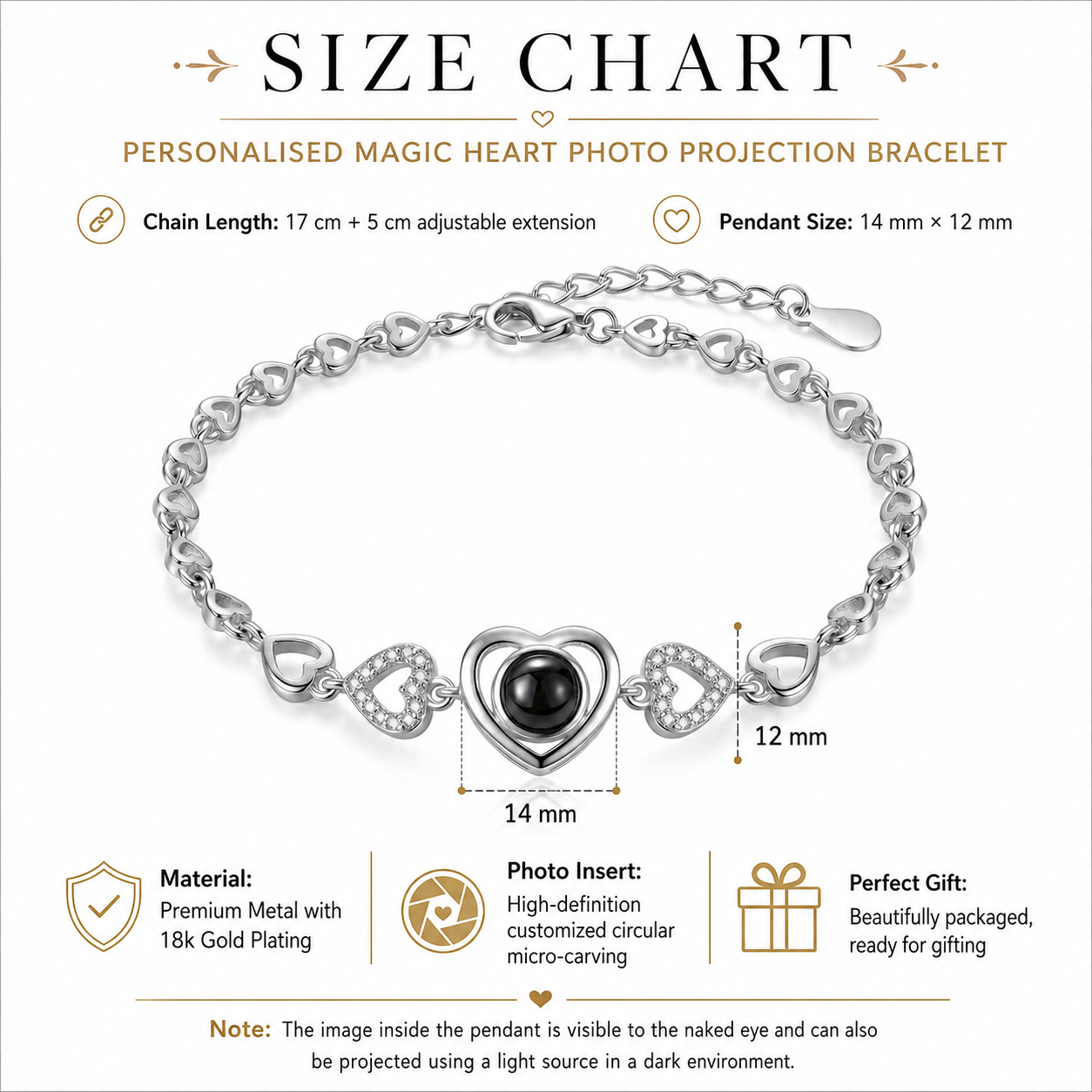 Personalised Magic Heart Photo Projection Bracelet