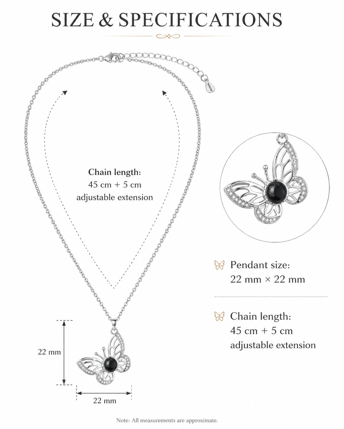 Personalised Lumina Butterfly Photo Projection Necklace
