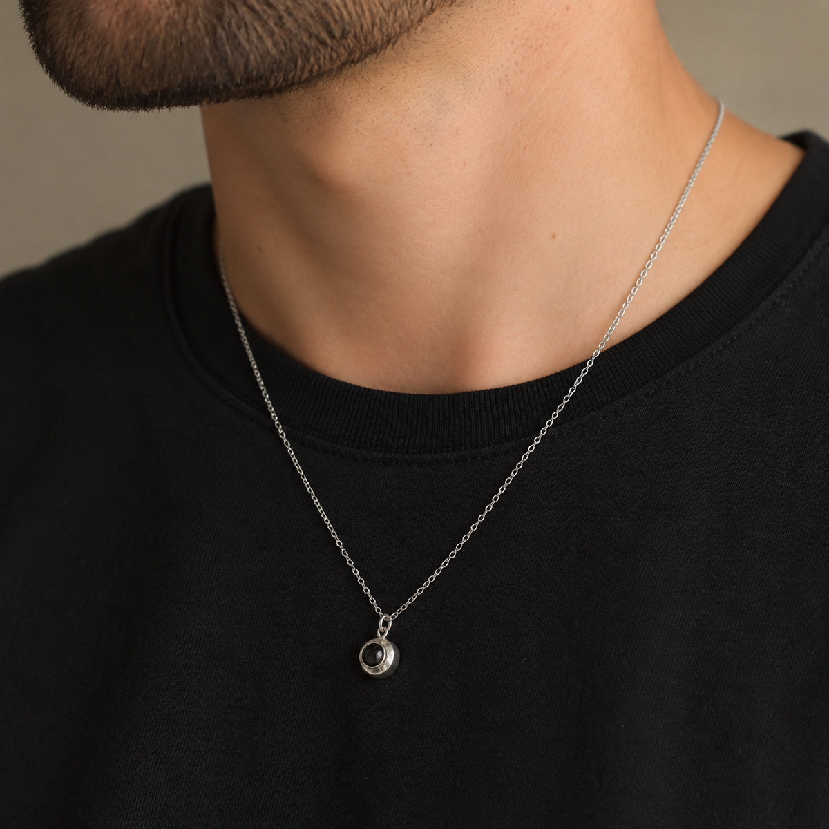 Personalised Classic Circle Photo Projection Necklace