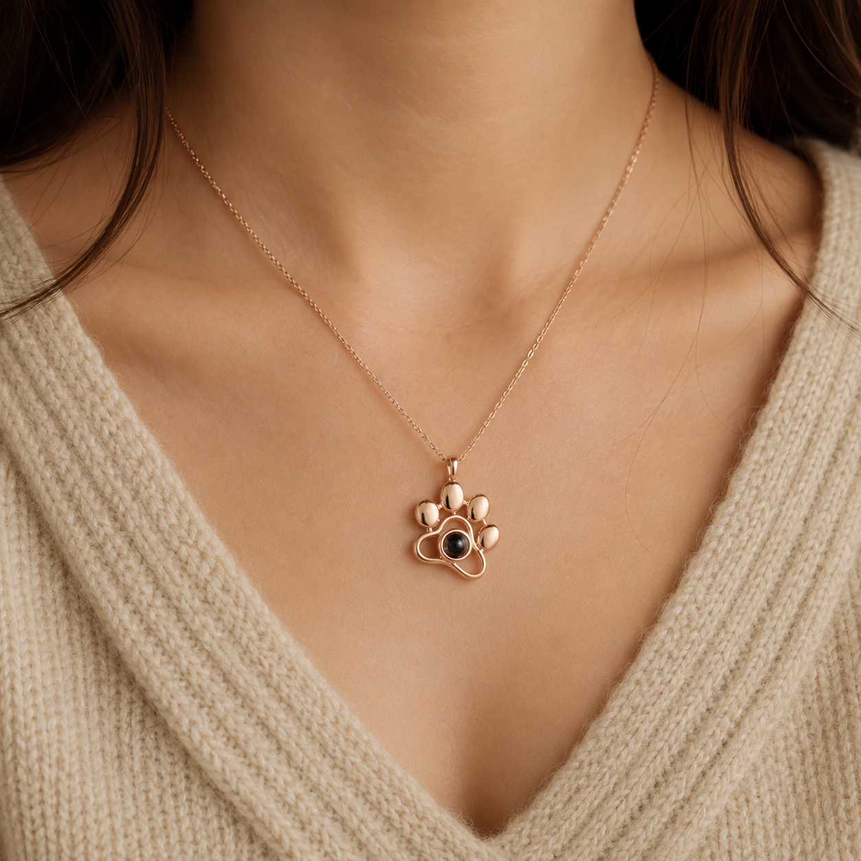 Personalised Pet Photo Projection Necklace – Custom Paw Keepsake