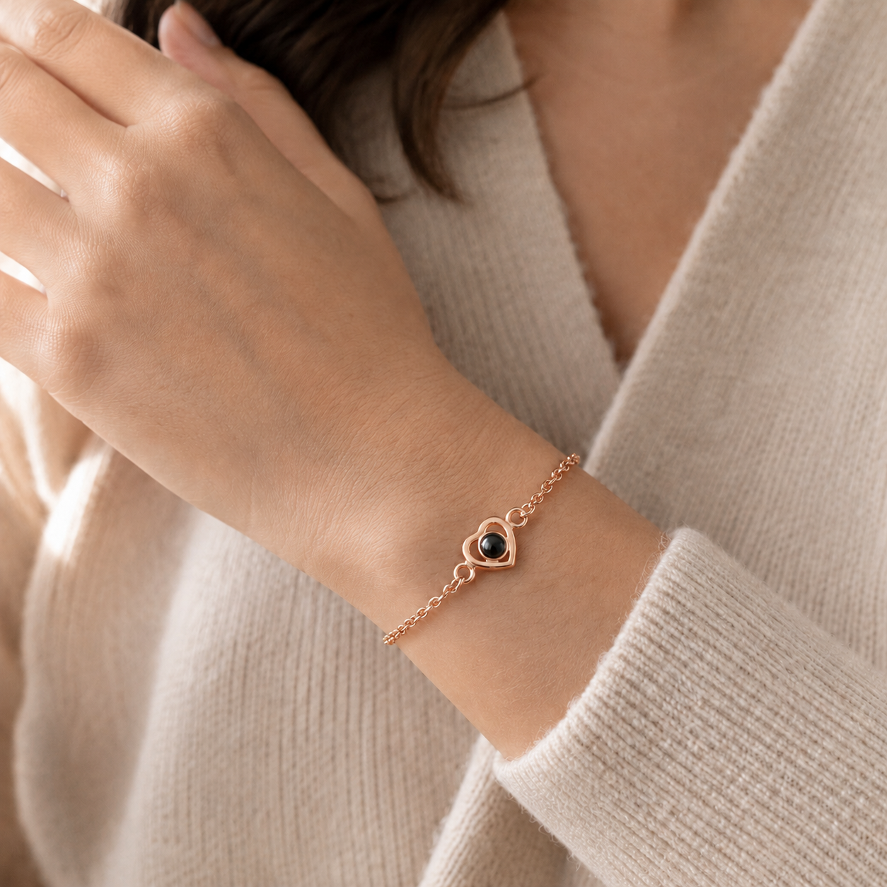 Personalised Classic Heart Photo Projection Bracelet