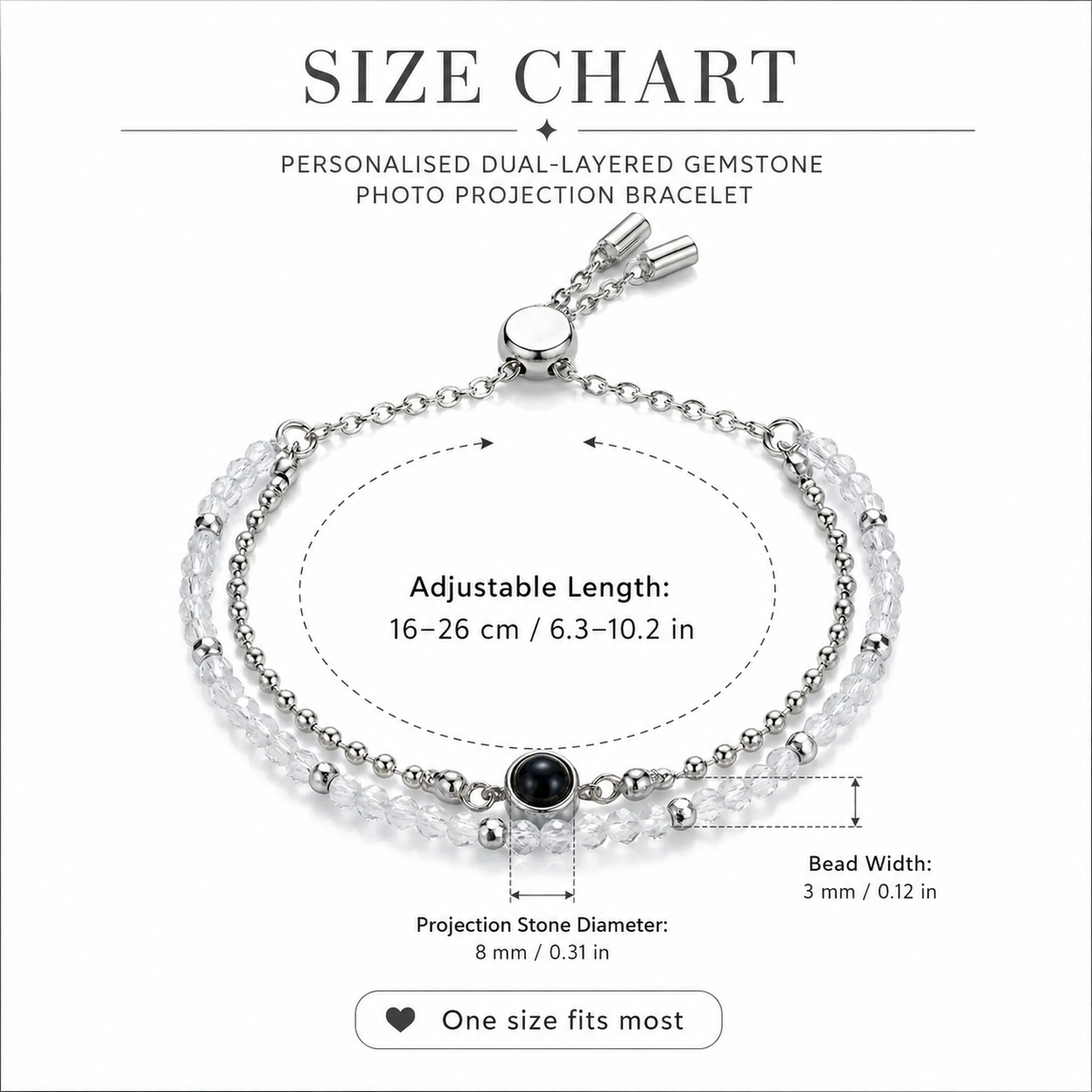 Personalised Dual-Layered Gemstone Photo Projection Bracelet