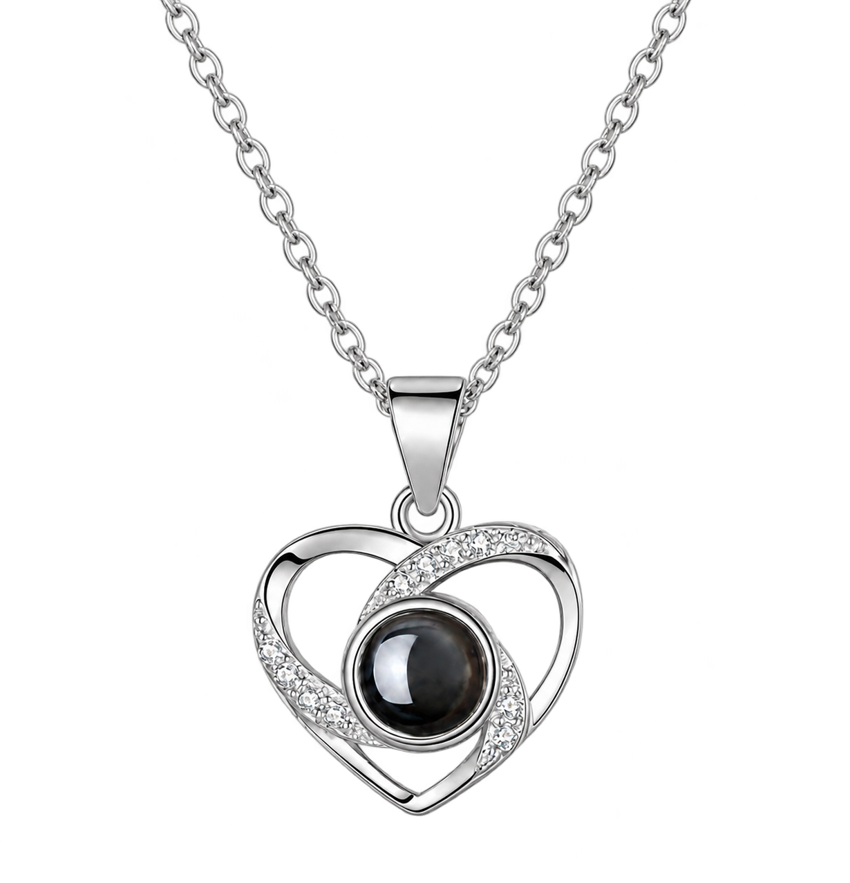 Personalised Sparkling Halo Heart Photo Projection Necklace