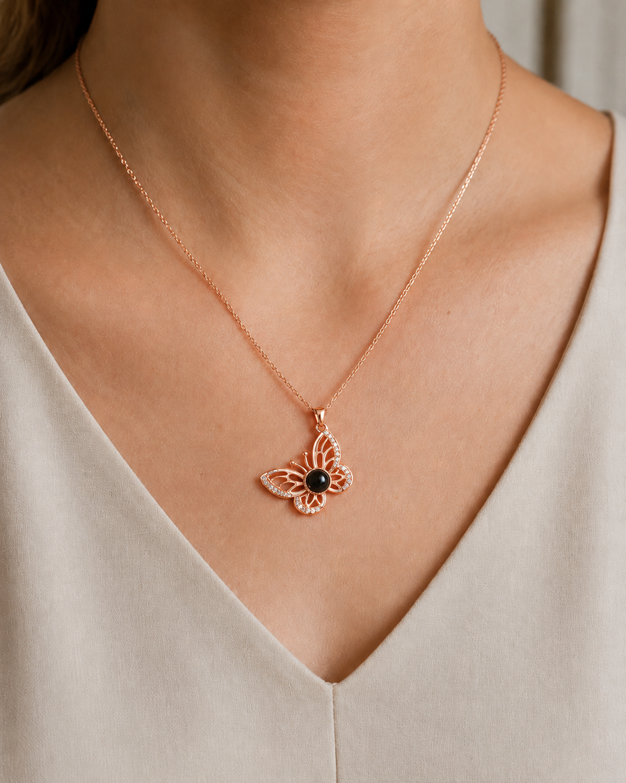 Personalised Lumina Butterfly Photo Projection Necklace