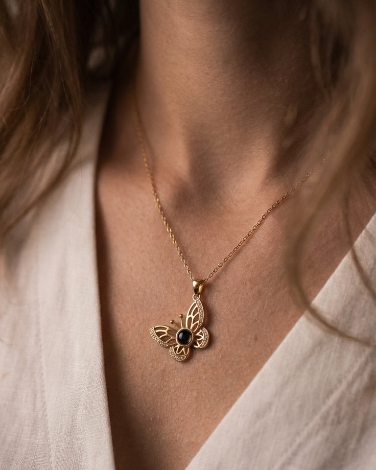 Personalised Lumina Butterfly Photo Projection Necklace