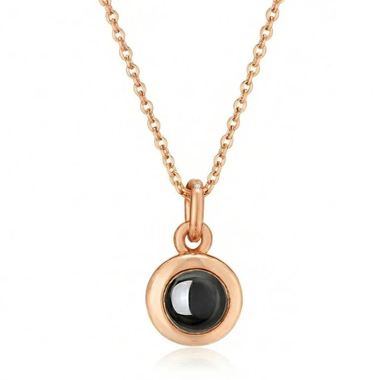 PhilU - Personalised Classic Circle Photo Projection Necklace - Premium E-Coating Cooper / Rose gold