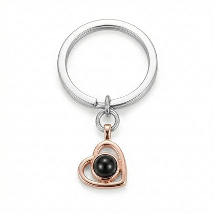 PhilU - Personalised Classic Heart Photo Projection Key Chain - Premium 18k Gold Plated Stainless Steel / Rose gold