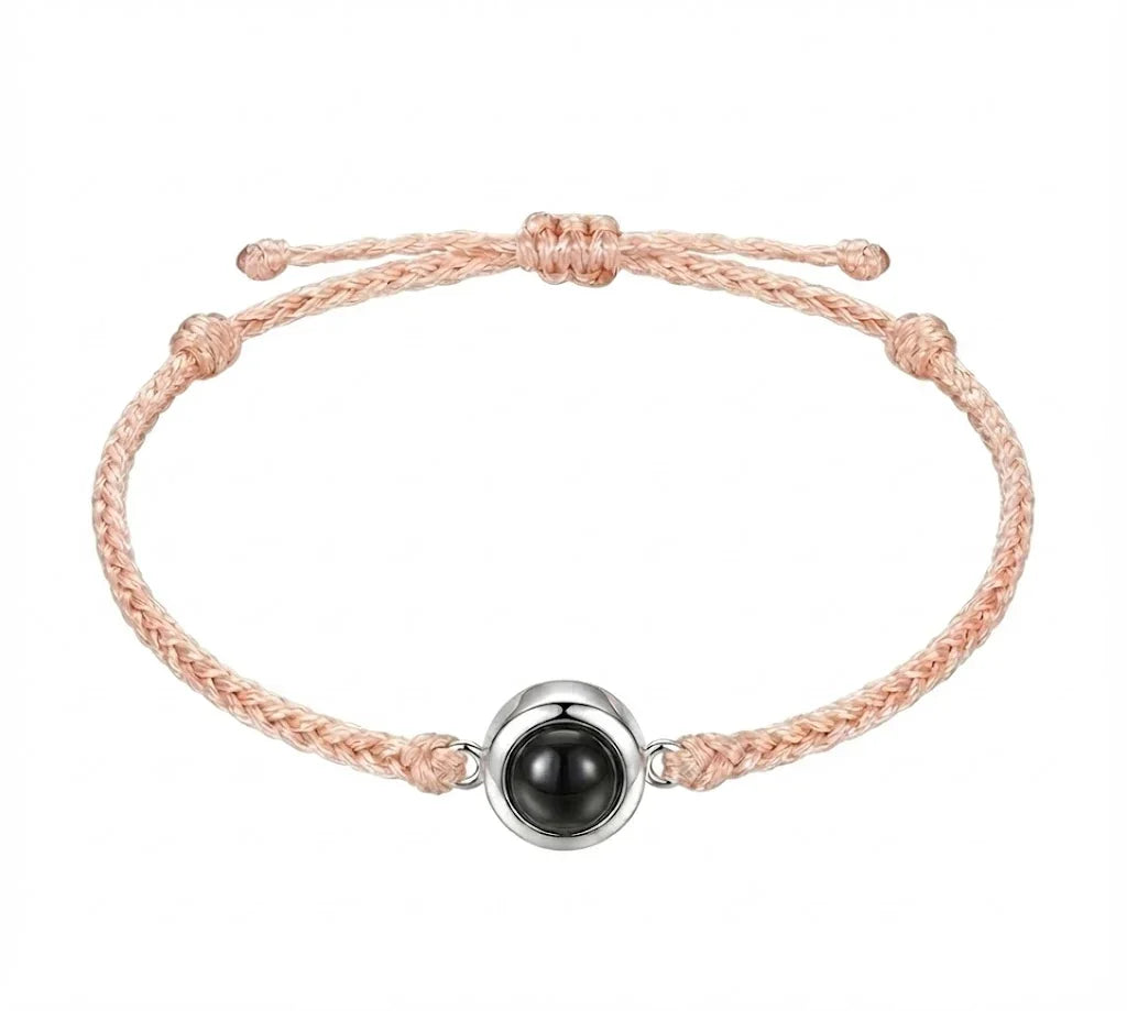 PhilU - Personalised Classic Loop Photo Projection Bracelet - Classic / Premium E-Coating Cooper / Rose/Silver