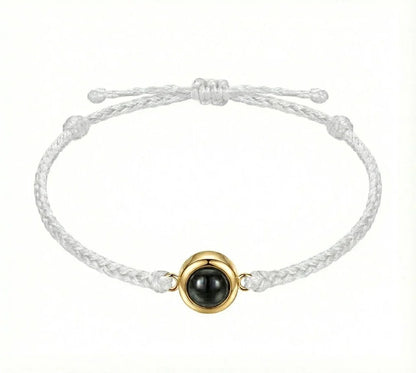 PhilU - Personalised Classic Loop Photo Projection Bracelet - Classic / Premium E-Coating Cooper / White/Gold