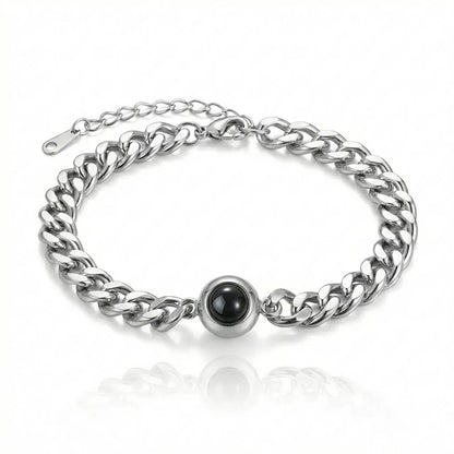 PhilU - Personalised Classic Memory Chain Photo Projection Bracelet - Premium E-Coating Cooper / Silver