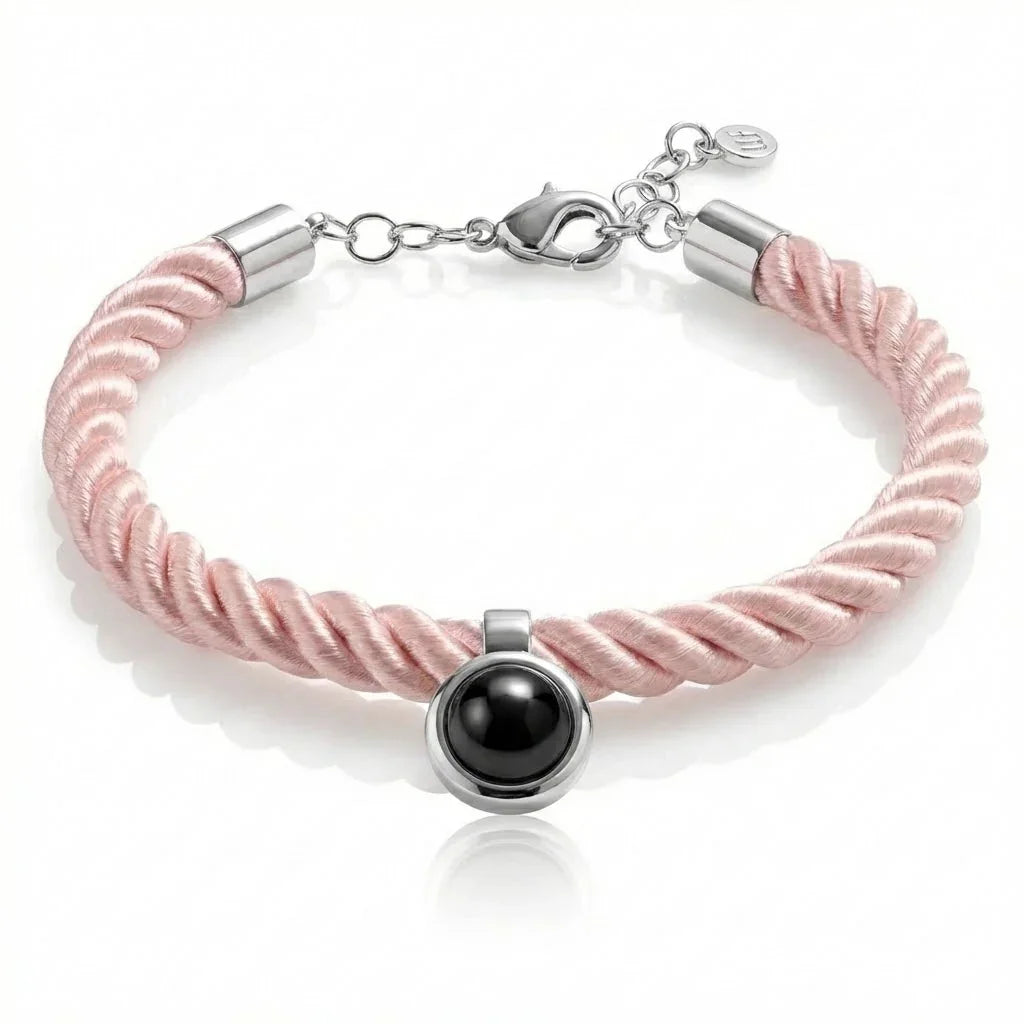 PhilU - Personalised Classic Rope Photo Projection Bracelet - Premium E-Coating Cooper / Pink