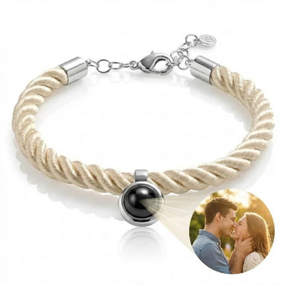 PhilU - Personalised Classic Rope Photo Projection Bracelet - Premium E-Coating Cooper / Pink