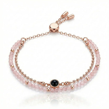 PhilU - Personalised Dual-Layered Gemstone Photo Projection Bracelet - Premium E-Coating Cooper / Rose gold