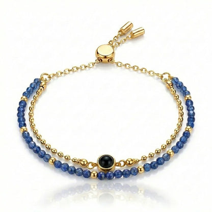 PhilU - Personalised Dual-Layered Gemstone Photo Projection Bracelet - Premium E-Coating Cooper / Blue