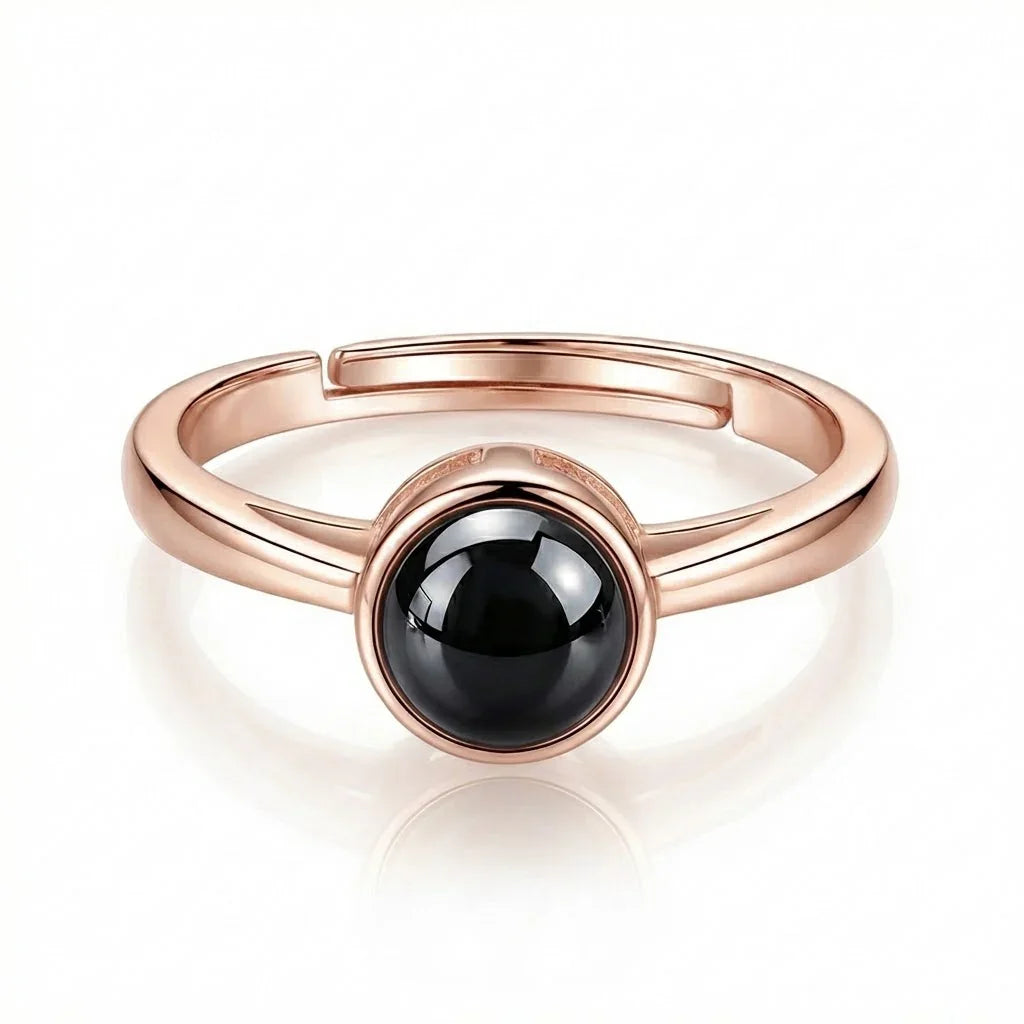 PhilU - Personalised Elegant Couple Photo Projection Ring - Premium E-Coating Cooper / Rose gold