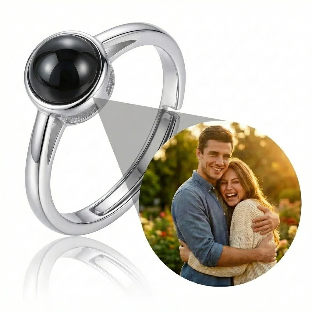 PhilU - Personalised Elegant Couple Photo Projection Ring - Premium E-Coating Cooper / Rose gold