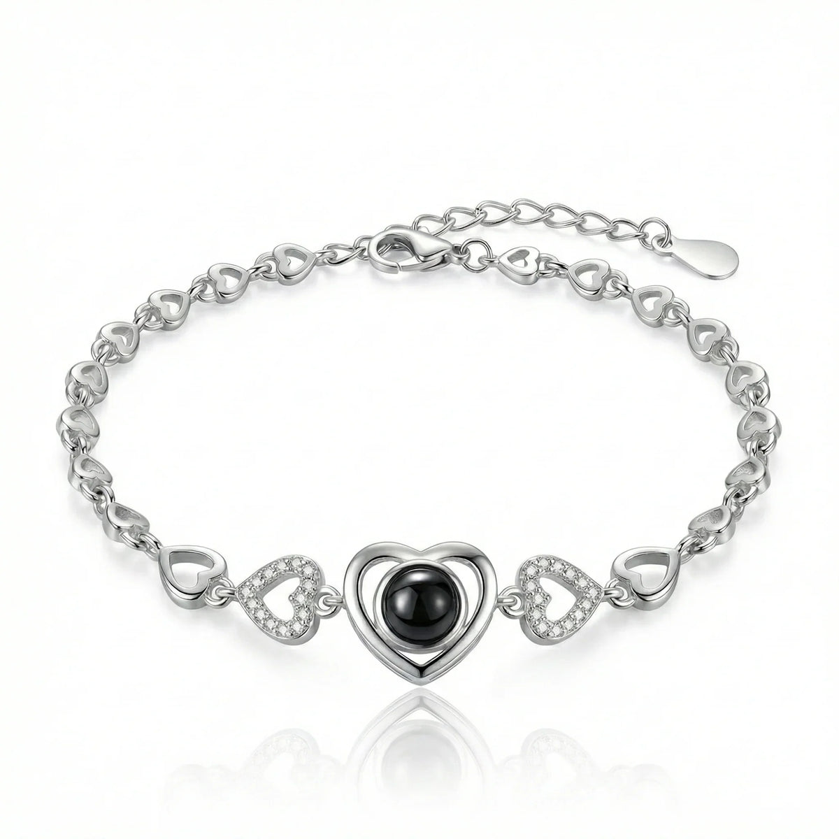 PhilU - Personalised Magic Heart Photo Projection Bracelet - Premium E-Coating Cooper / Silver