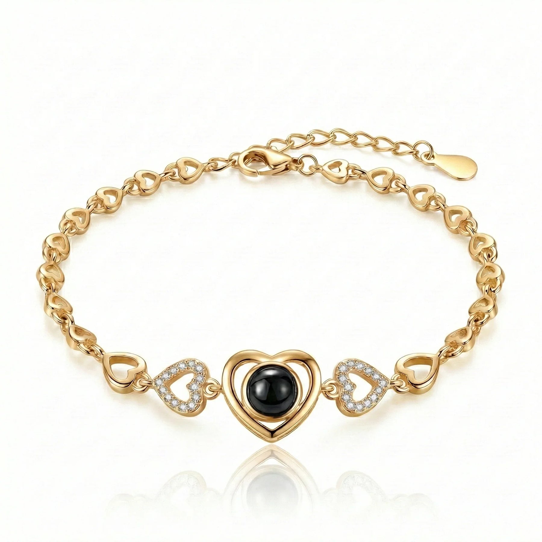 PhilU - Personalised Magic Heart Photo Projection Bracelet - Premium E-Coating Cooper / Gold