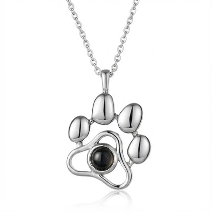 PhilU - Personalised Love Paw Photo Projection Necklace - Premium E-Coating Cooper / Silver