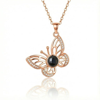 PhilU - Personalised Lumina Butterfly Photo Projection Necklace - Premium E-Coating Cooper / Rose gold