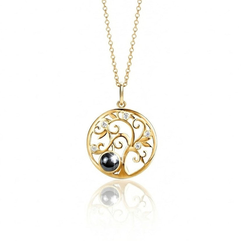 PhilU - Personalised Tree of Life Photo Projection Necklace - Premium E-Coating Cooper / Gold