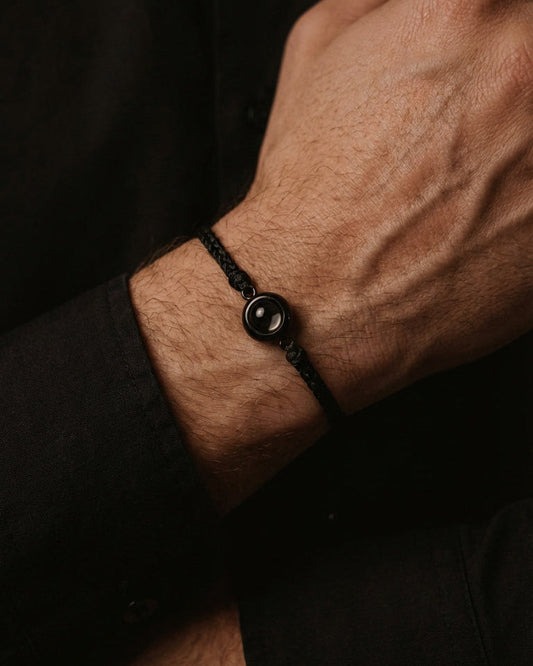 PhilU - Personalised Classic Loop Photo Projection Bracelet - Classic / Premium E-Coating Cooper / Black/Gunmetal - Male Model
