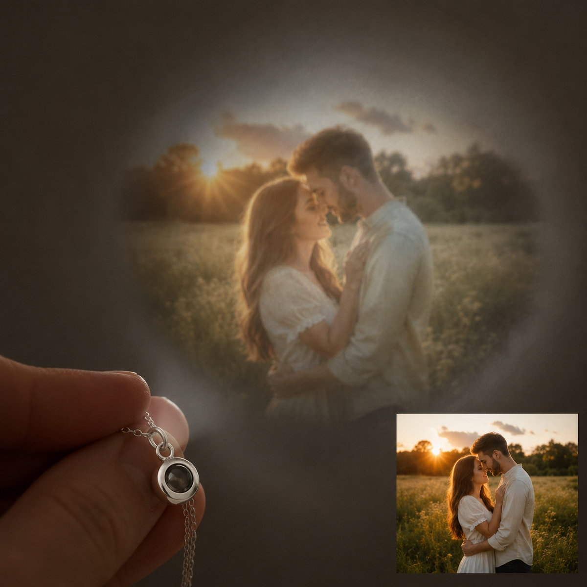 Personalised Classic Circle Photo Projection Necklace